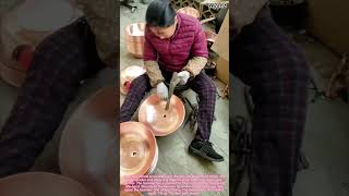 Female Worker Hammering a Hole in a Brass Pot | Metal Craft