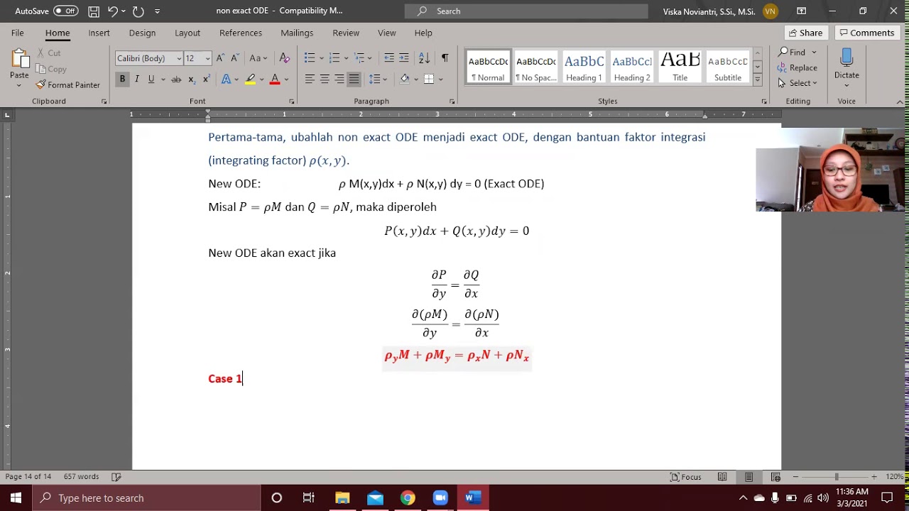 Non exact and Linear ODE