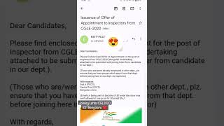 My Joining Letter, CGL2020 GST Inspector Bengaluru Excise😍😍❤️❤️#gstinspector #excise #cgl #cgl2020
