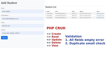PHP CRUD | CRUD Operation using PHP, MySQL