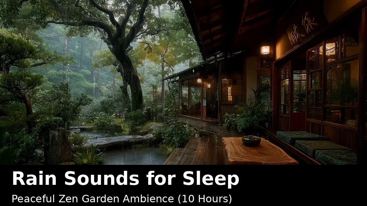 4K Peaceful Zen Garden 🌧️ Rain Sounds For Sleep Ambience (10 Hours)