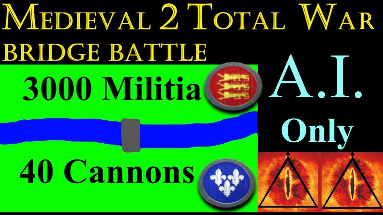40 Cannons Vs 3000 Town Militia: Medieval 2 Total War Bridge Battle (A.I. Only)