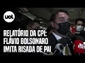 Flávio Bolsonaro imita gargalhada do pai ao ser questionado sobre relatório da CPI