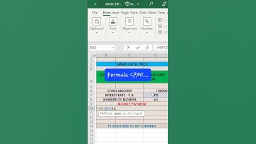 MONTHLY EMI FOR LOAN IN EXCEL #excel #exceltips #exceltricks #exceltutorial #excelformula #msexcel