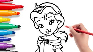 Coloring Baby Belle From Beauty And The Beast  Disney Princess Fun For Kids