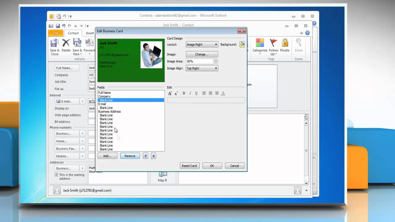 Microsoft Outlook 2010 Create Electronic Business Cards Microsoft Outlook 2010 Create Electronic Business Cards