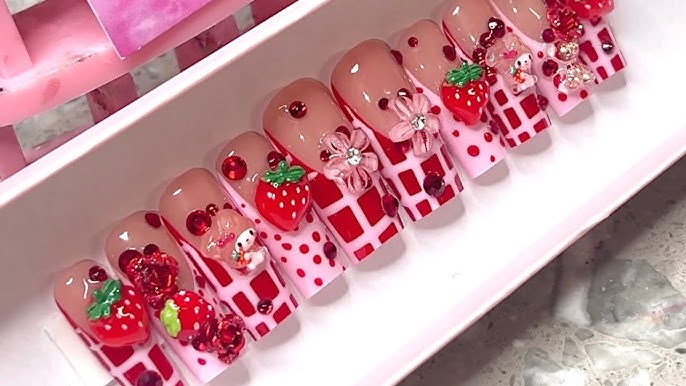 PINK LV DESIGNER HELLO KITTY KAWAII NAILS I ACRYLIC NAILS TUTORIAL