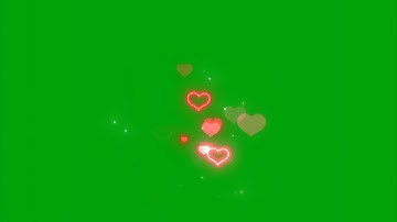 Neon heart animation green screen | Romantic love background