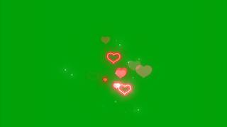 Neon Heart Animation Green Screen Romantic Love Background