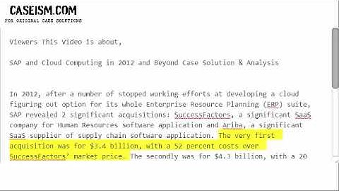 SAP and Cloud Computing in 2012 and Beyond Case Solution & Analysis- Caseism.com