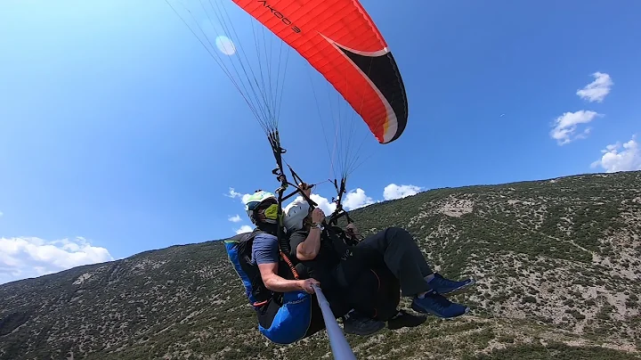 Sheri paragliding in Organya, Spain