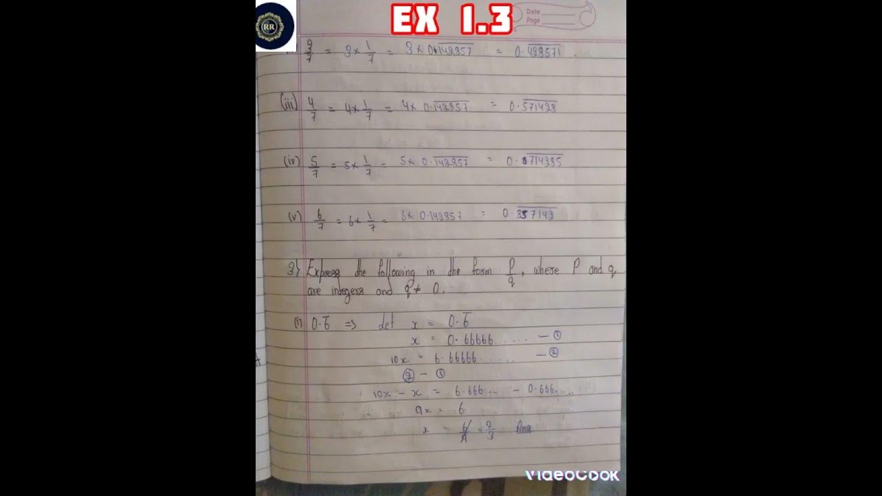 Class 9 ncert book math exercise 1 3 class 9 chapter 1 solution 