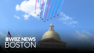 "Red Arrows" perform flyover above Boston