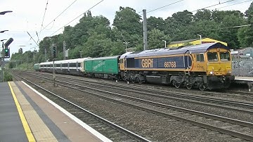 GBRF class 66, 66768 dragging a SouthEastern class 465 past Hitchin(Marks Tey to Doncaster) 18/06/16