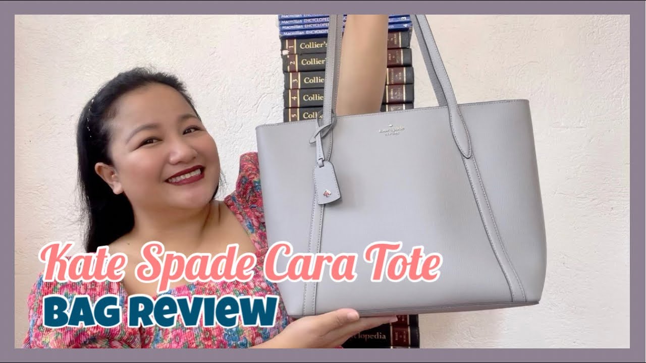 BAG REVIEW: Kate Spade Cara Large Tote in Nimbus Grey | #GLAReviewsWhat  #BagReview #KateSpadeNewYork - YouTube