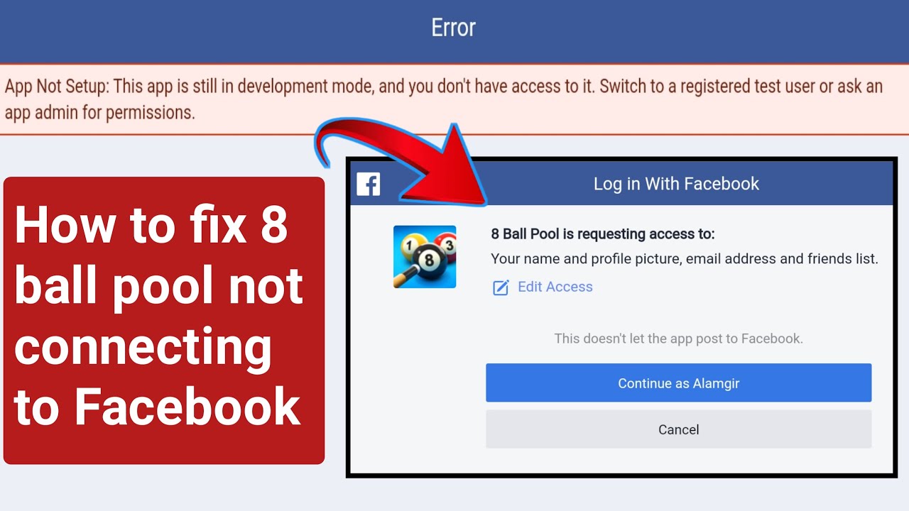 How To Fix 8 Ball Pool Not Connecting To Facebook Fix 8 Ball Pool Not Login With Facebook Bug 