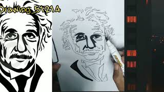 How to draw Albert Einstein vector silhouette sketch: Step by step tutorial to draw Albert Einstein