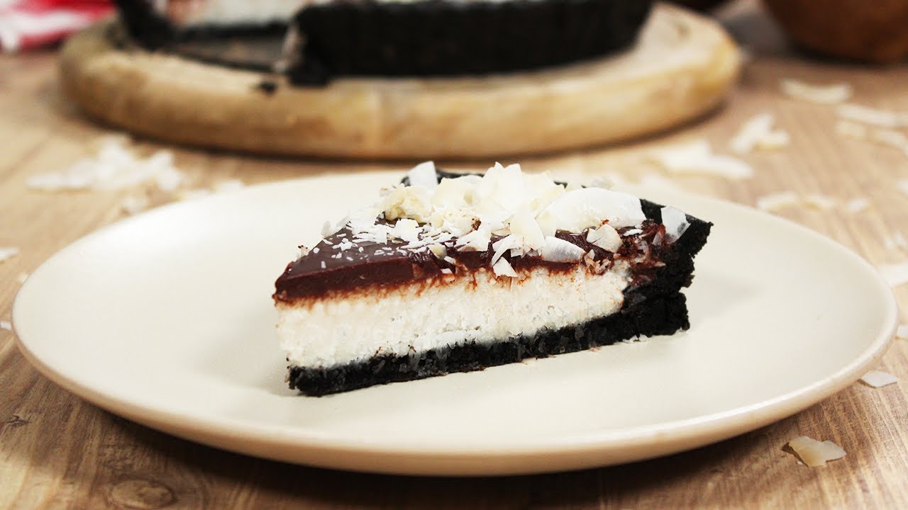 No-Bake Bounty Tart | Easy and delicious no-bake coconut tart (Optionally: Dairy-free & Vegan)