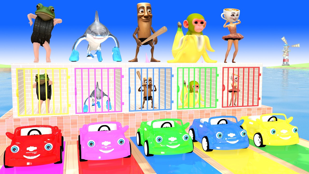 Long Slide Game With Cow Elephant Gorilla Hippopotamus Tiger - 3d Animal Game - Funny 3d Animals