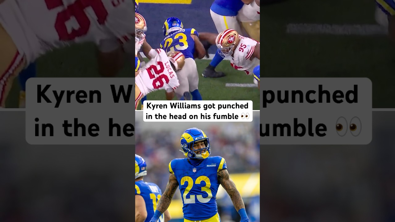 Kyren Williams took a right hook to the temple before fumbling in the 4th quarter 👀 
