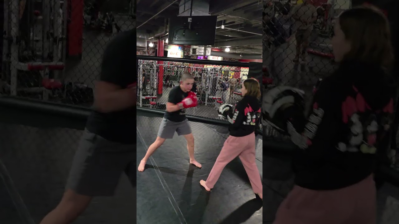 Young Girl Training Her MMA Fighter Brother 
