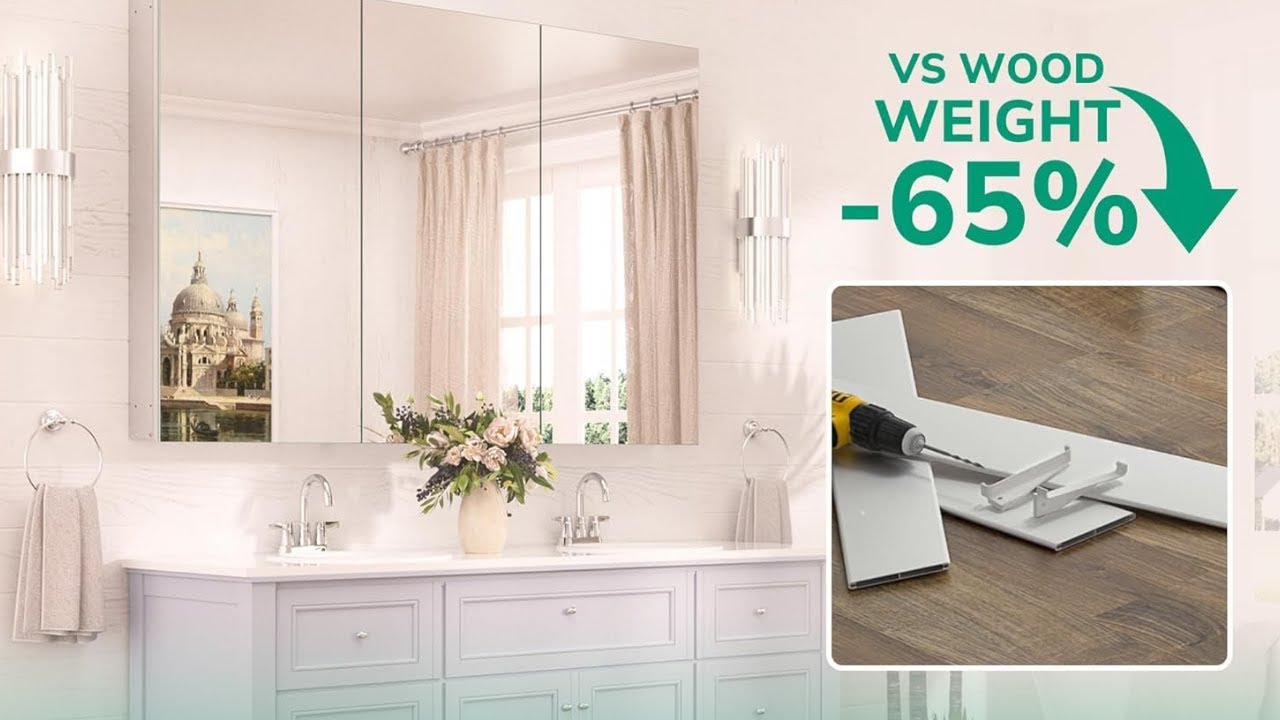 TokeShimi Silver Aluminum Bathroom Medicine Cabinet Mirror 🪞 | Modern Farmhouse Style