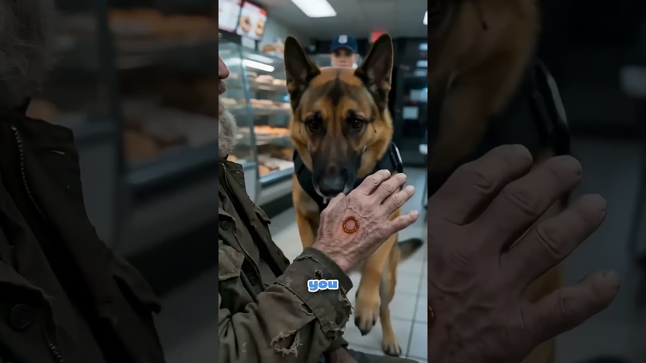 He raised his palm. The dog stopped. (Donut shop, 2am) 😭🐕