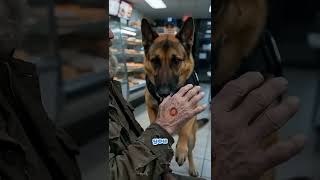 He raised his palm. The dog stopped. (Donut shop, 2am) 😭🐕