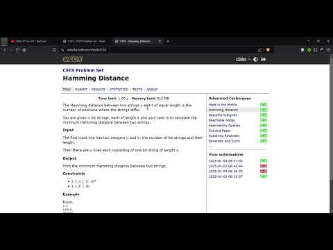Hamming Distance  | CSES Advanced Techniques