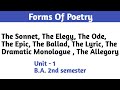 Form of poetry unit  1 ba 2nd semester english literature