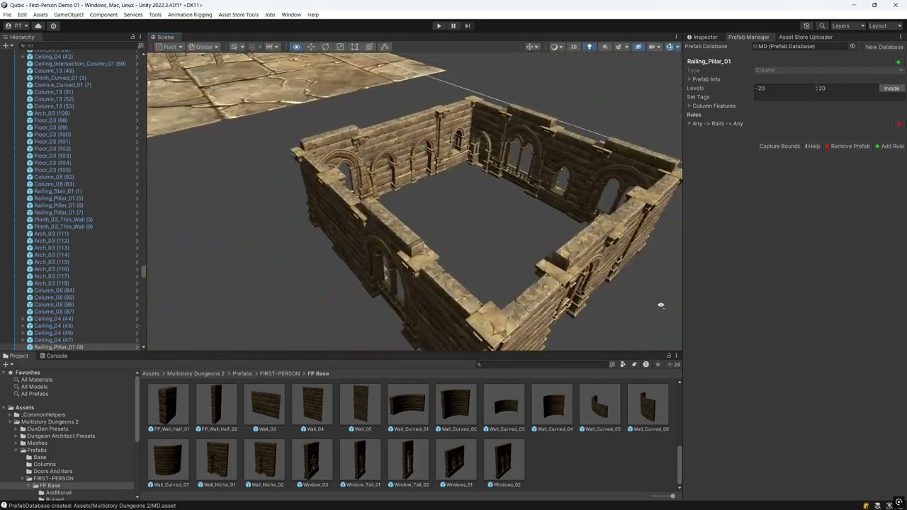QUBIC - Prefab Setup Tutorial (Multistory Dungeons 2) - Multi-floor Modular Building Construction