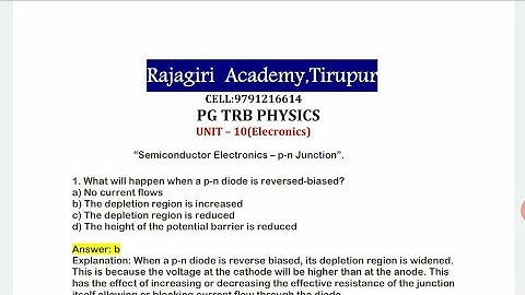 Pg trb physics /unit 10/electronics /test batch / study material
