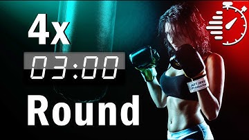 4 Rounds Boxing Timer - 4x 3min Round with 1min break - with bell - no music