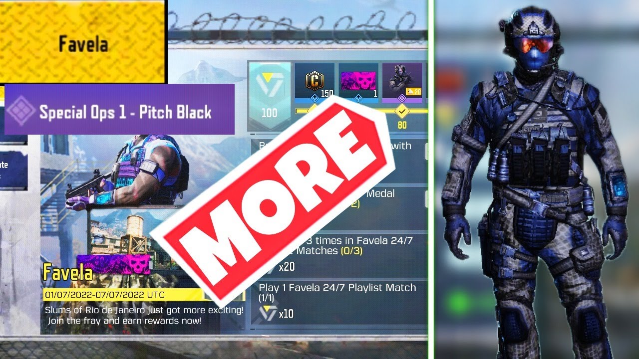 HOW TO GET 20 MORE SHARDS OF SPECIAL OPS 1 PITCH BLACK IN FAVELA EVENT IN COD MOBILE FREE EPIC SKIN