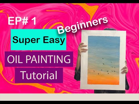 How to paint a sky | easy oil painting lesson for beginners | Ep #1 ...