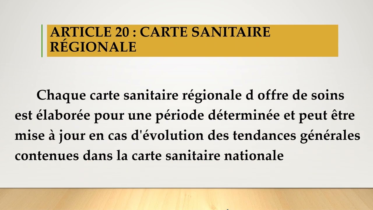 RÉSUMÉ TRÈS IMPORTANT: LA CARTE SANITAIRE RÉGIONALE