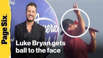 Watch Luke Bryan get HIT IN THE HEAD by a ball during show in North Dakota