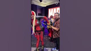 Deadpools stick their hands in the Wolverine popcorn bucket #sdcc #deadpool #wolverine #ign #cosplay