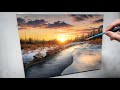 Welcoming Rays - Painting a Sunrise Landscape in Oils - Time-lapse Art