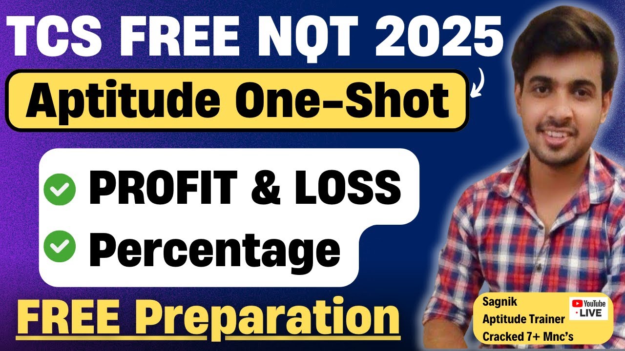 🔥TCS Aptitude One Shot | Percentage, Ratio & Proportion | TCS Aptitude Live Class-2 | TCS NQT 2025