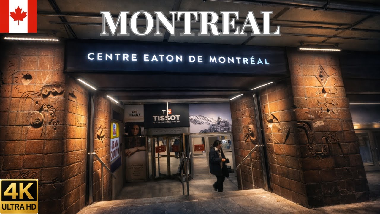 Прогулка по Eaton Centre в Монреале| Подземный город, зимняя прогулка | Снежный день в центре города