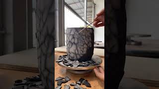 How to prepare a 1 step slip resist raku vase after firing. #rakupottery #pottery #craft #art