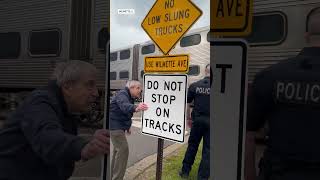 Video shows damage after truck crashes with Metra train