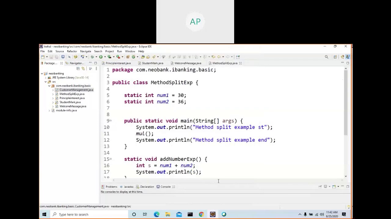 java training part 2  session 3 method call from other class