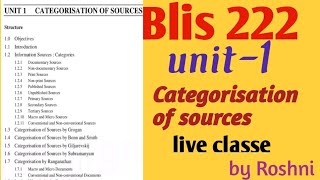 Bli-222/unit-1/categorisation of information sources.live class by roshni jha.
