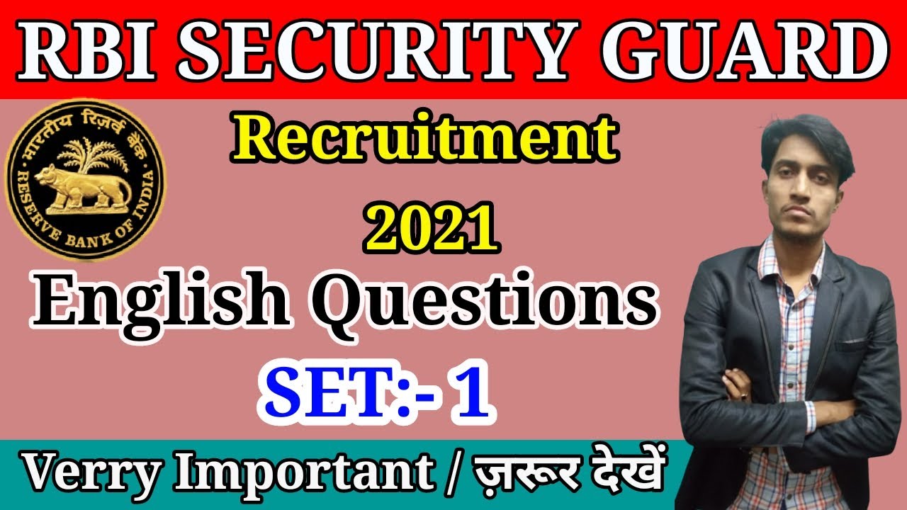 RBI Security Guard Recruitment 2021 | English Previous Year Questions - Set 1