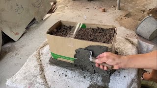 Cardboard Boxes And Cement - Making Concrete Flower Pots From Cardboard Boxes