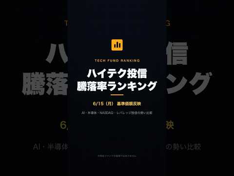 ハイテク投信ランキング｜日経半導体が首位｜6/15基準価額反映 #Shorts