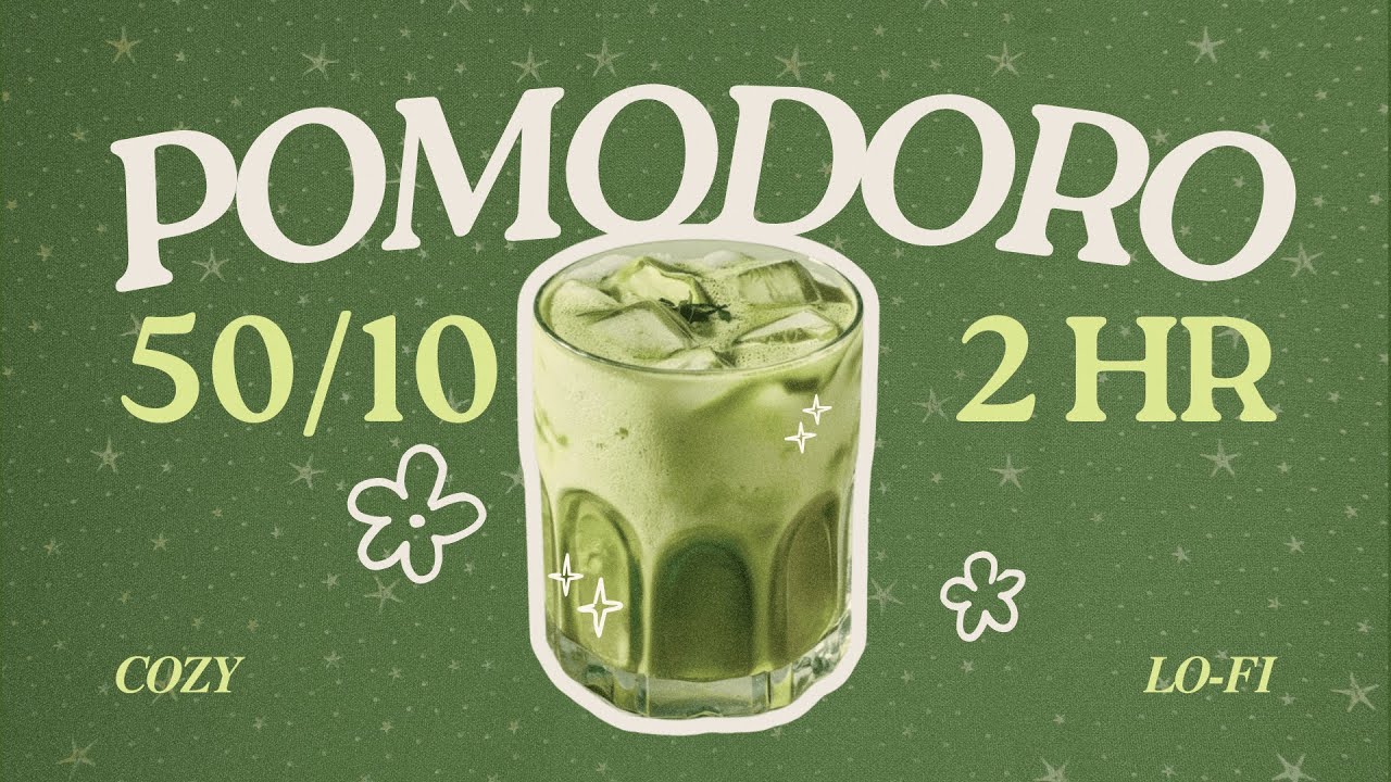 𝙞𝙘𝙚𝙙 𝙢𝙖𝙩𝙘𝙝𝙖 𝙧𝙚𝙛𝙞𝙡𝙡 🍵 𝟸𝙷𝚁 𝟻𝟶/𝟷𝟶 𝟸𝚂𝙴𝚃𝚂 | pomodoro focus timer | cozy cafe music | study with me