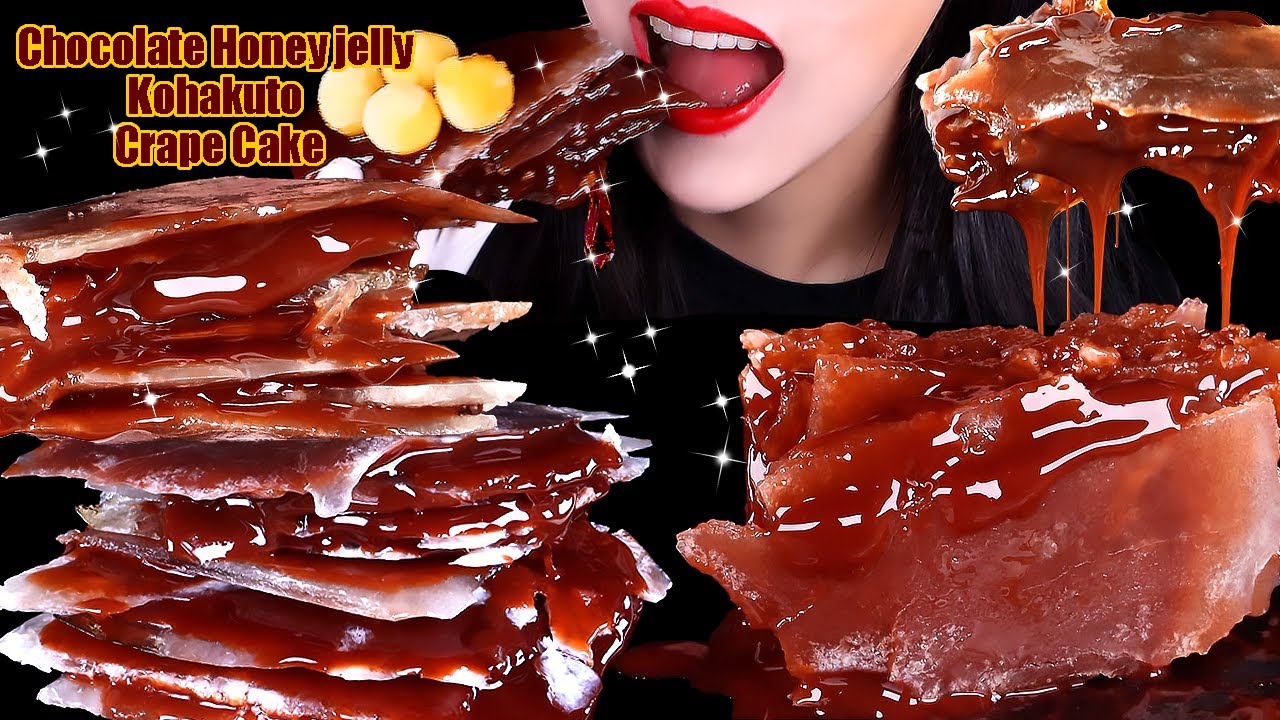 ASMR *CHOCOLATE HONEY JELLY KOHAKUTO CRAPE CAKE 초콜릿 꿀젤리 코하쿠토 크레이프 케이크 먹방 MUKBANG